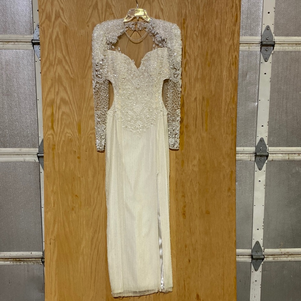 Ivory sequined formal gown